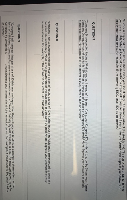  "A stock is expected to pay $2 per share every year