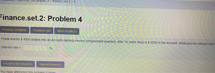  puse / Tinance.set.2/4 Finance.set.2: Problem 4 Previous Problem Probies List Next