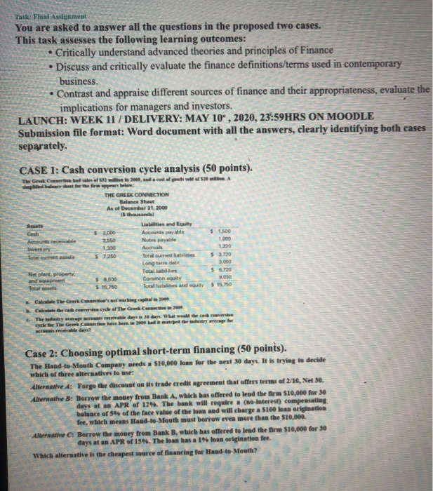  Task: Final Assignment You are asked to answer all the questions