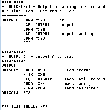 text string is sent to the terminal using COM1. * ****** *
