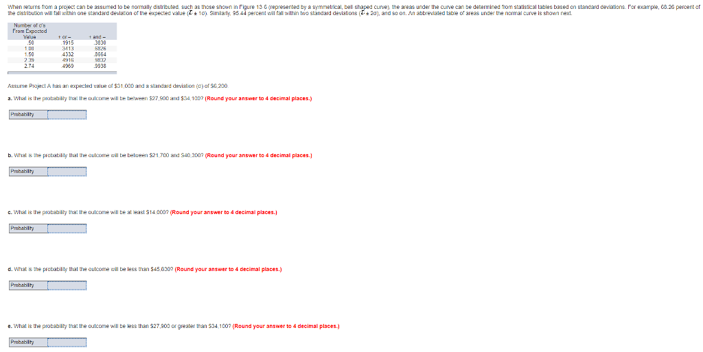  when returns from a proiect can be assumed to be normally