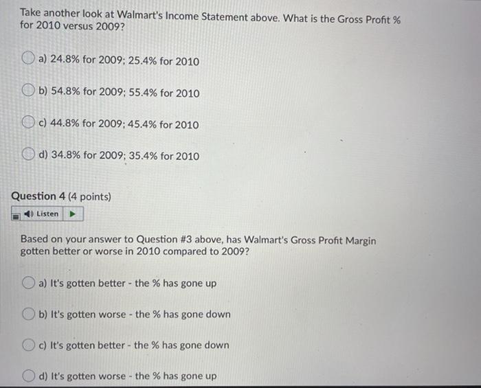 years. Review the Income Statement below and then answer the questions that