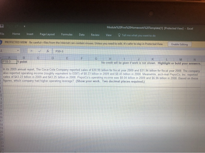  Module%20Five%20Homework%20Template[1] [Protected View] - Excel View Tell me what you want