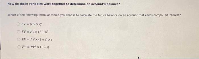  How do these variables work together to determine an account's balance?