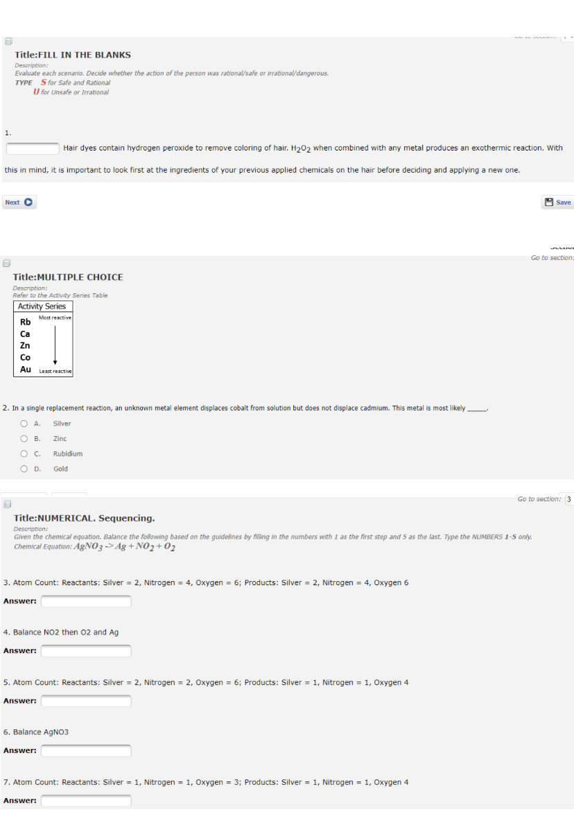 Title:FILL IN THE BLANKS Description Evaluate each scenario. Decide whether the