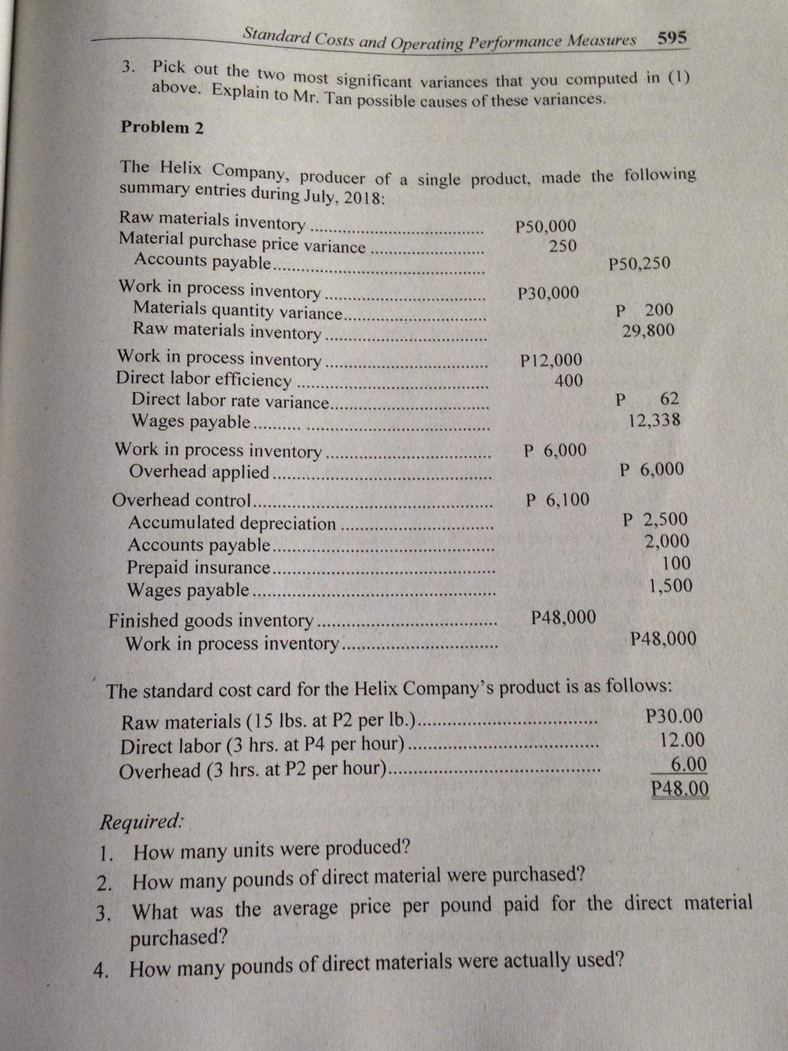 Standard Costs and Operating Performance Measures 595 3. Pick out the