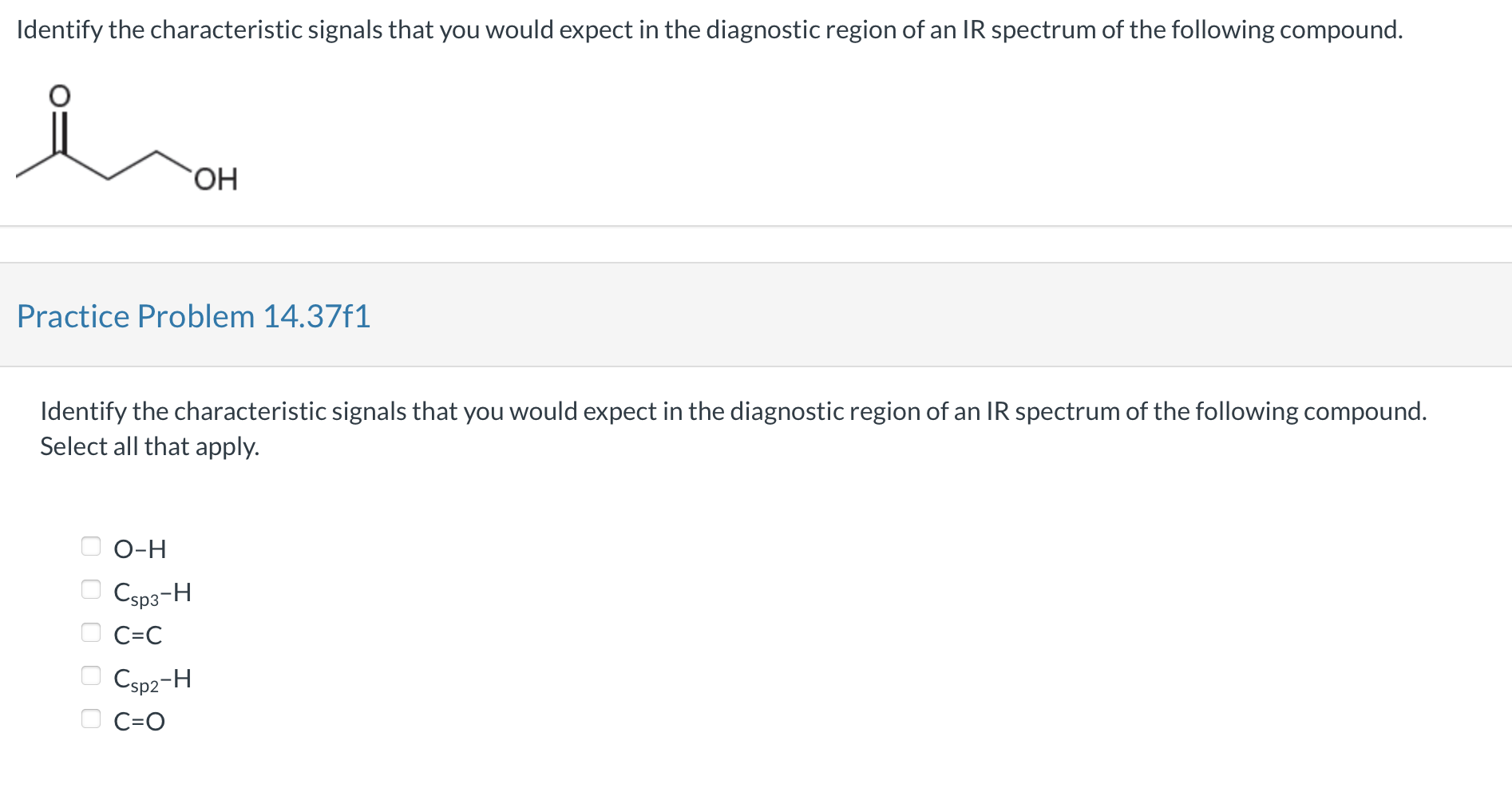 and approximate wavelength numbers for each found Practice Problem 14.37f1 Identify the