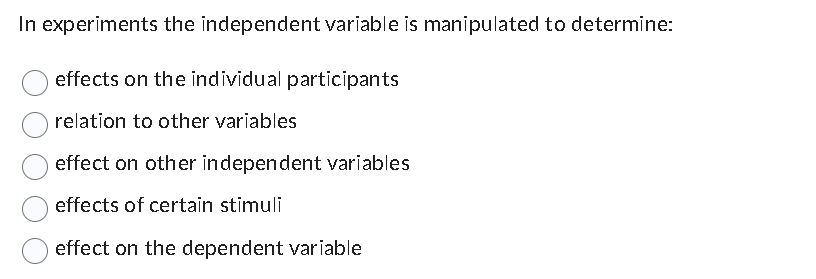 no independent variable Duration of time spent on the job Gender Employment