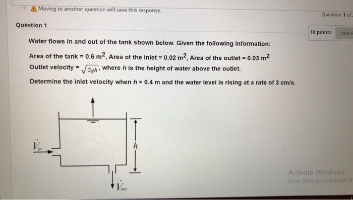  Moving to another question will save this response. Question 1 of