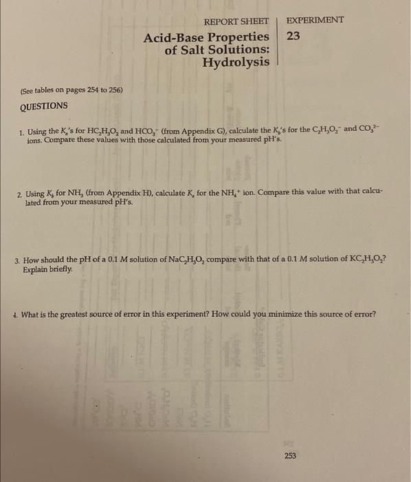 can you help me answer 1-4 1. Using the Ka 's for