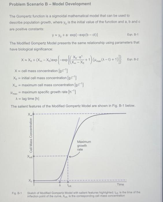 Problem Scenario B - Model Development The Gompertz function is a
