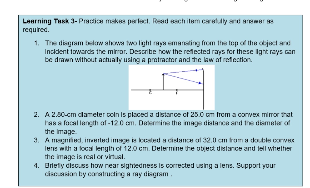 Learning Task 3- Practice makes perfect. Read each item carefully and