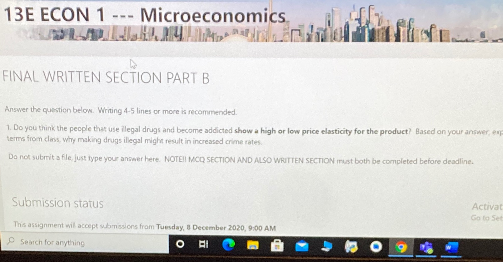 answer this please 13E ECON 1 --- Microeconomics FINAL WRITTEN SECTION PART