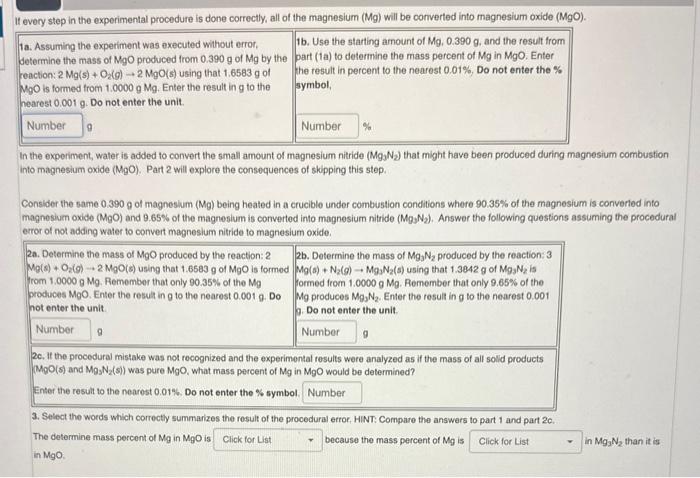  1a. Assuming the experiment was executed without error, 1b. Use the