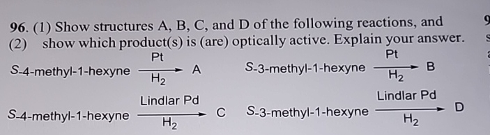  (1) Show structures A, B, C, and D of the following