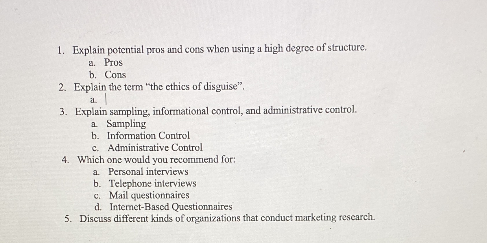  1. Explain potential pros and cons when using a high degree