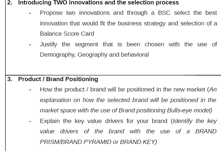  2. Introducing TWO innovations and the selection process - Propose two