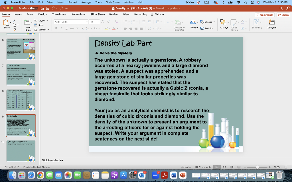 of the chart being used. Thanks! Density Lab Part 4. Solve the