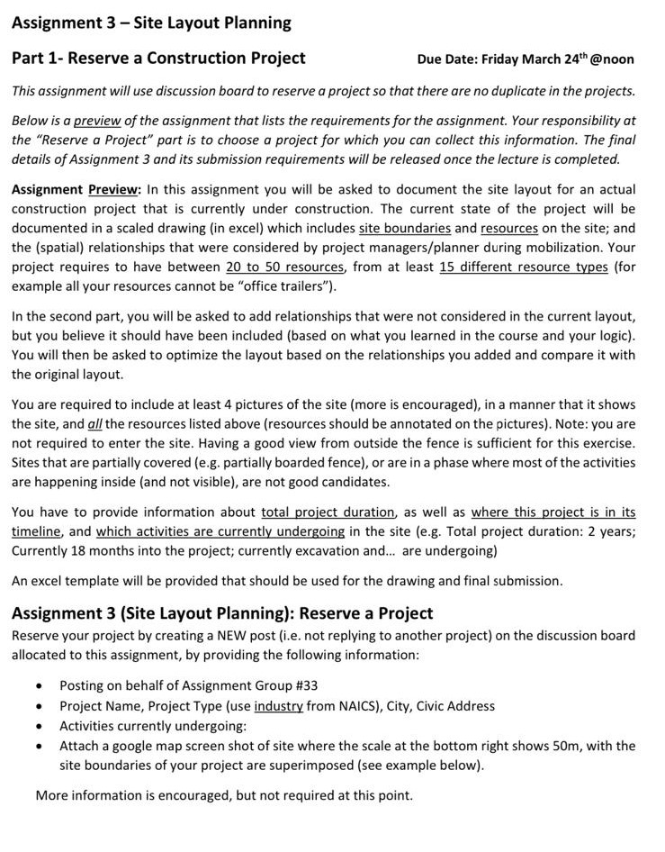 Assignment 3 - Site Layout Planning Part 1- Reserve a Construction