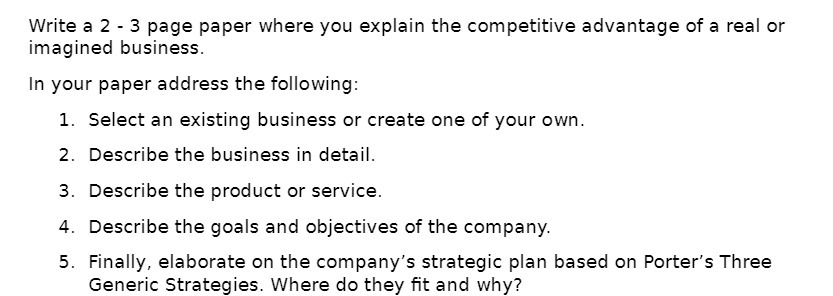  Write a 2 - 3 page paper where you explain the