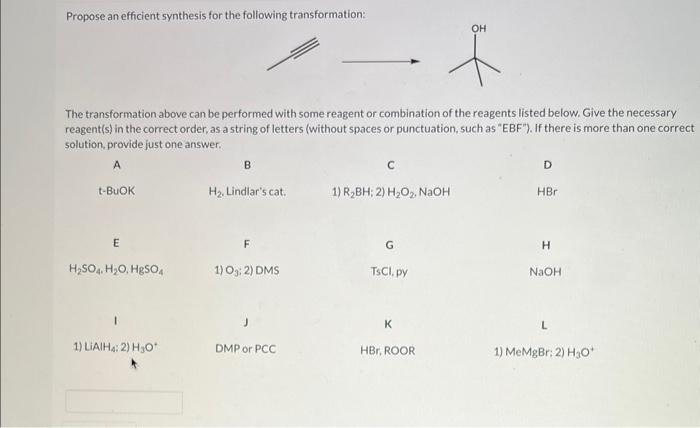 please help! Propose an efficient synthesis for the following transformation: The transformation