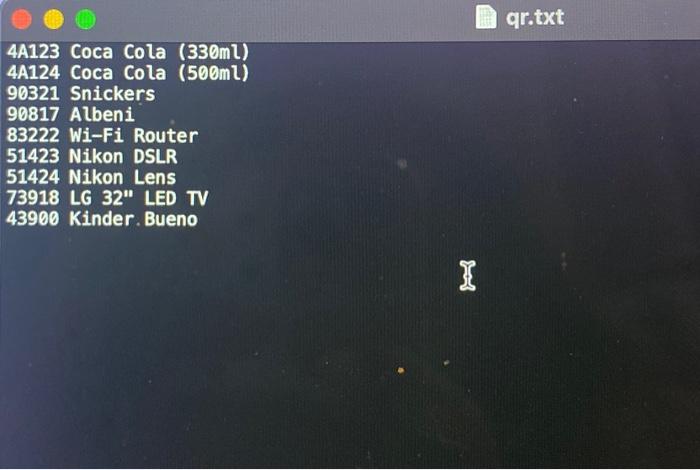database files will contain QR codes of items, their names and their