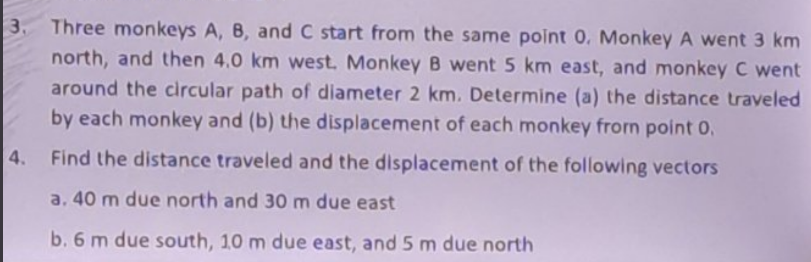  3. Three monkeys A, B, and C start from the same