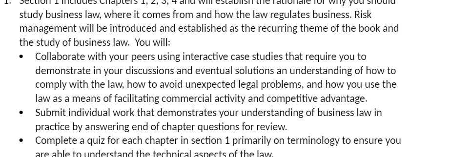 1. section 1 Includes Chapters 1, 2, , 4 and will