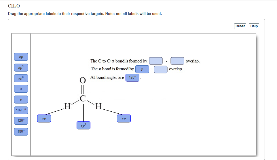  CH2O Drag the appropriate labels to their respective targets. Note: not