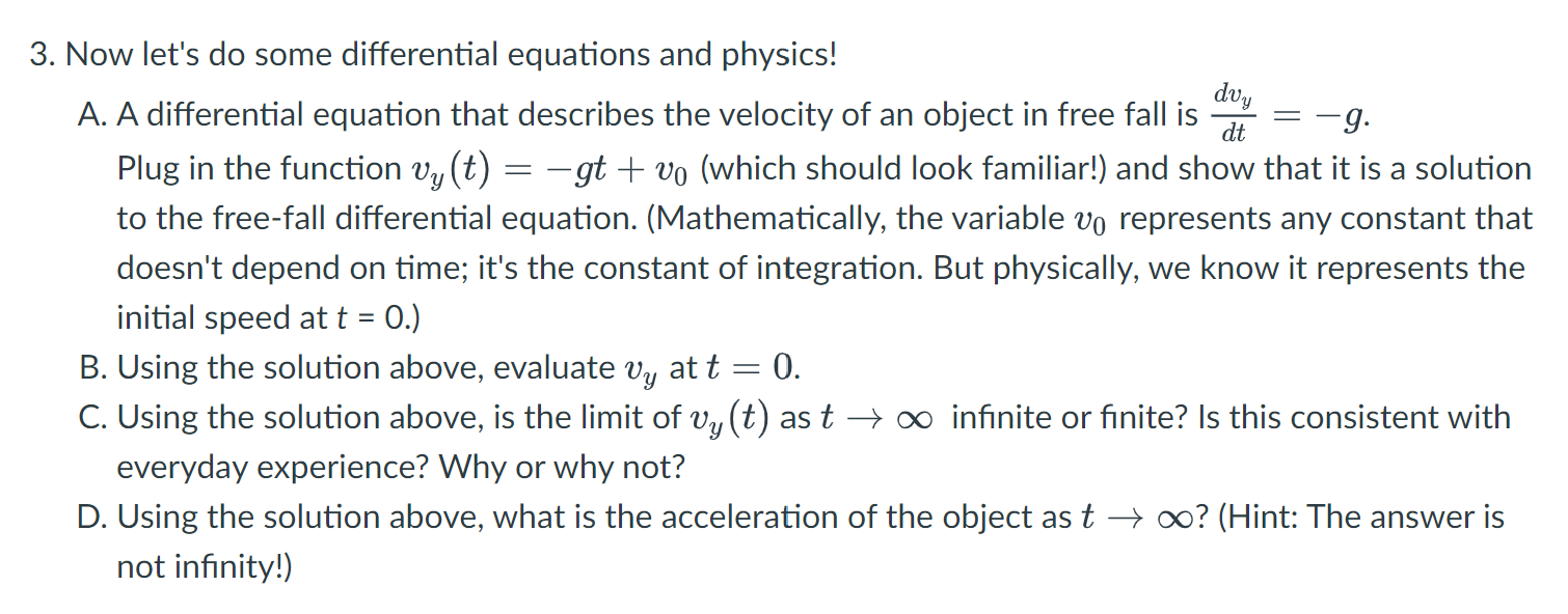  3. Now let's do some differential equations and physics! dog. A.