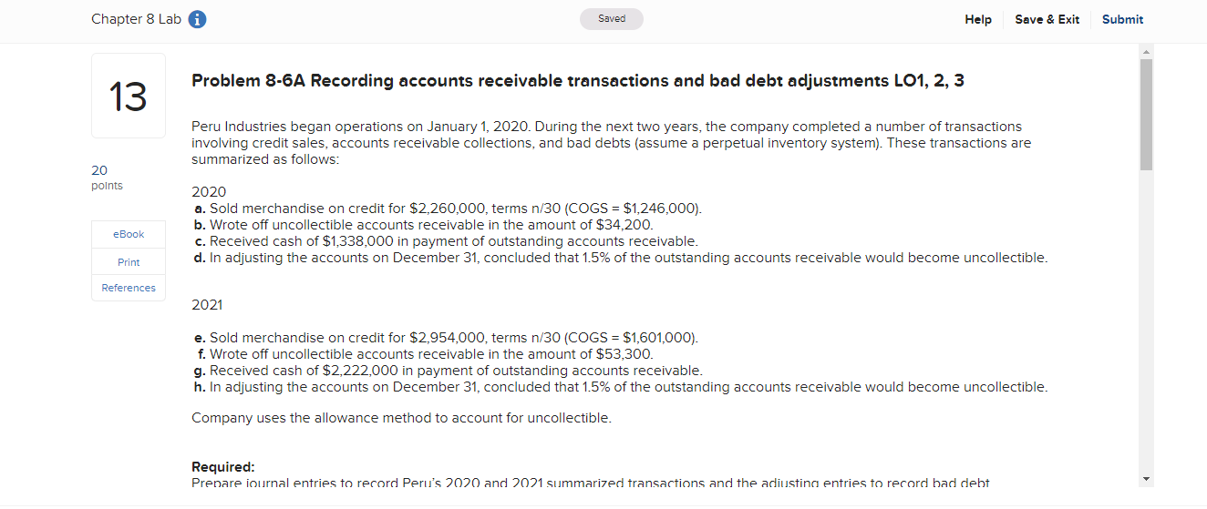  Chapter 8 Lab Saved Help Save & Exit Submit 13 Problem
