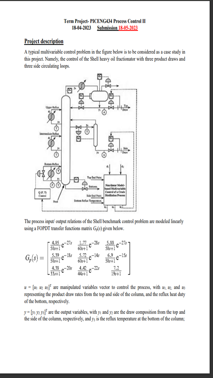  Project description A typical multivariable control problem in the figure below