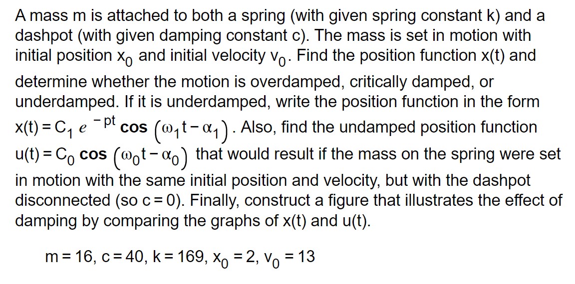 A mass m is attached to both a spring (with given