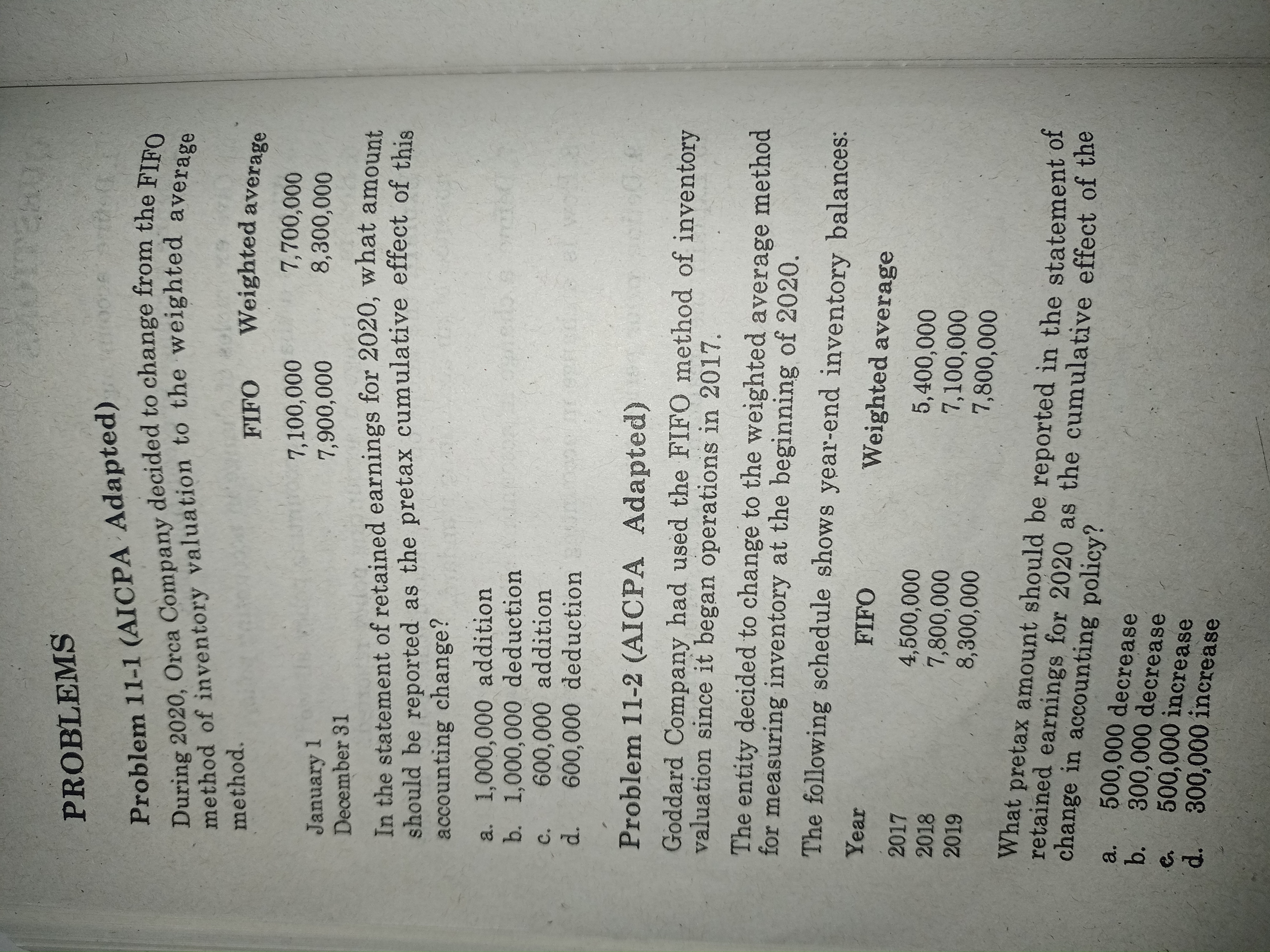  PROBLEMS Problem 11-1 (AICPA Adapted) During 2020, Orca Company decided to