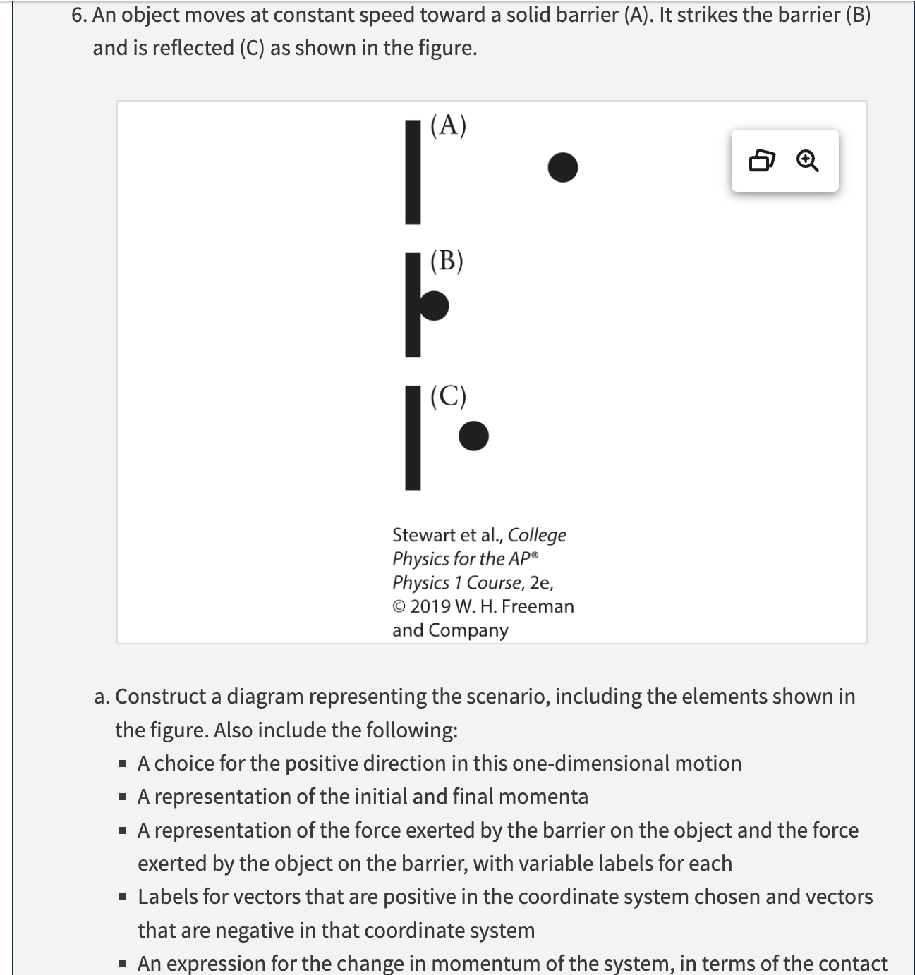 6. An object moves at constant speed toward a solid barrier