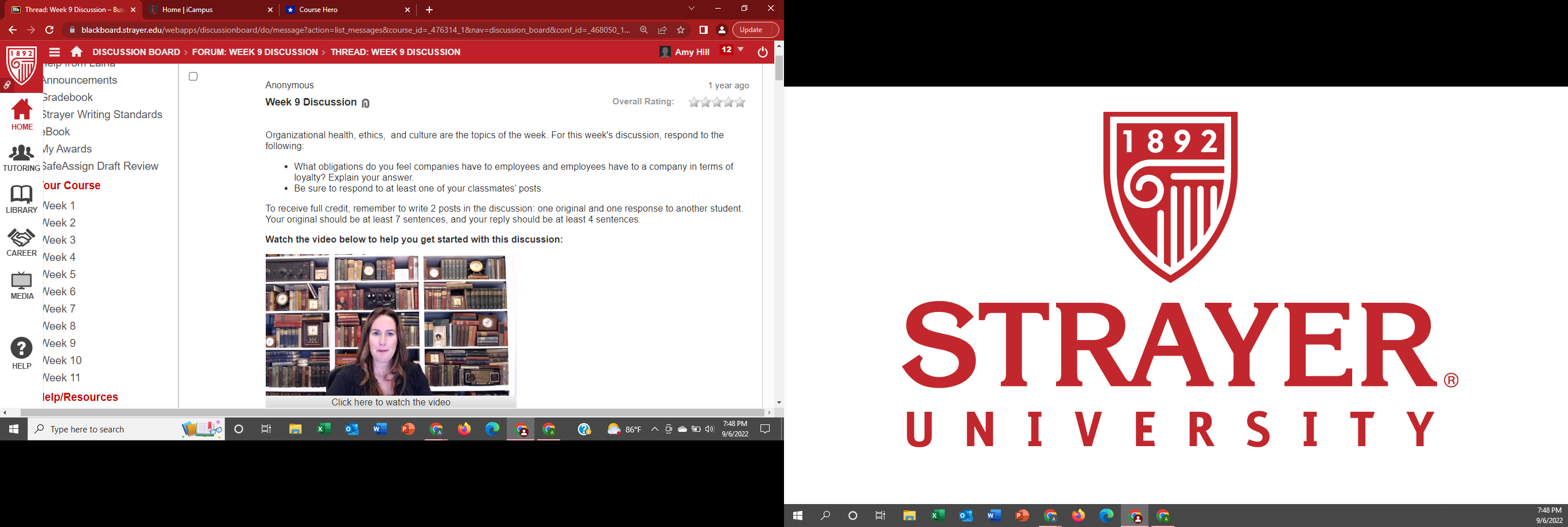 Bb Thread: Week 9 Discussion - Bus X Home | iCampus