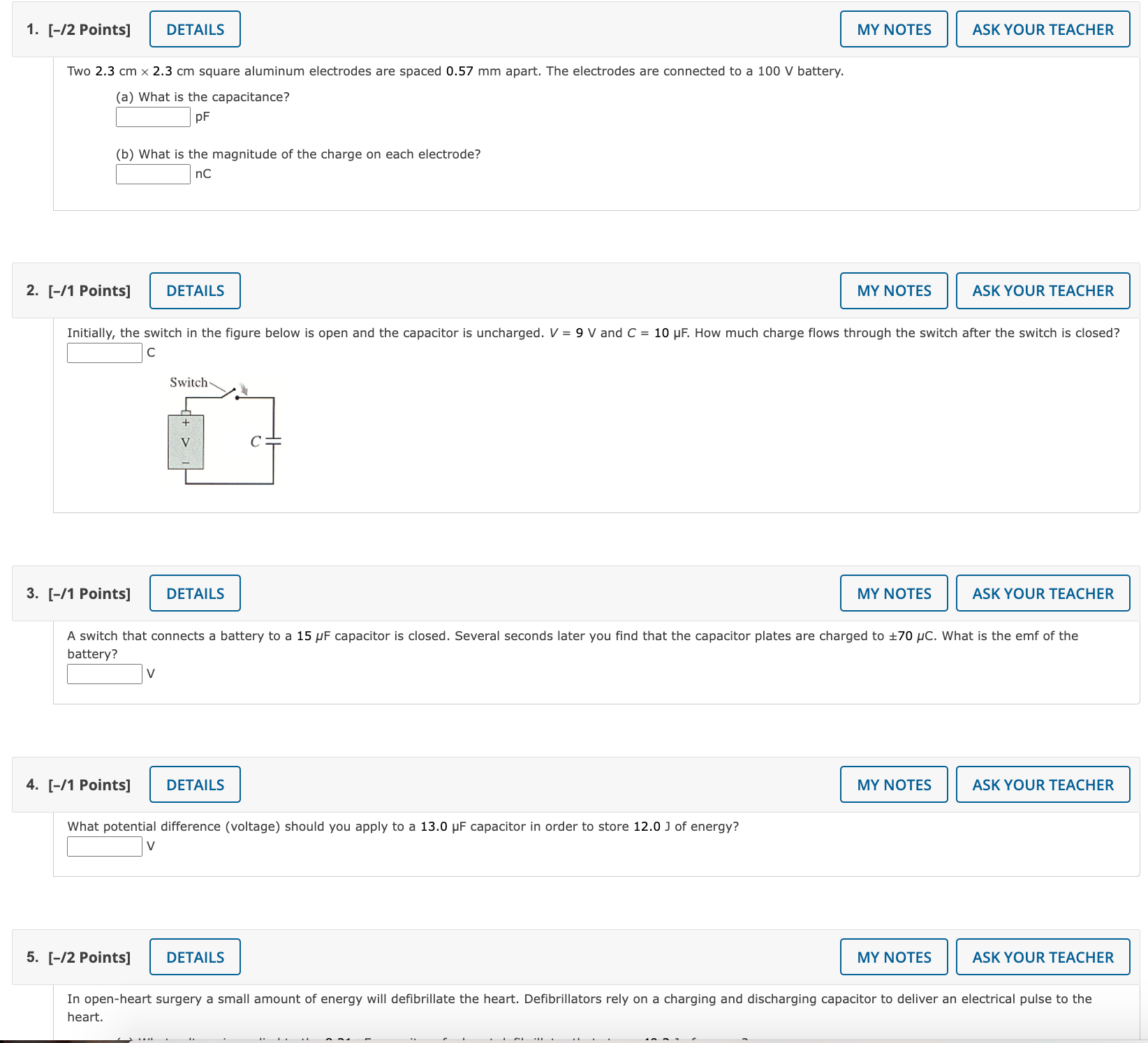  1. [-/2 Points] DETAILS MY NOTES ASK YOUR TEACHER Two 2.3