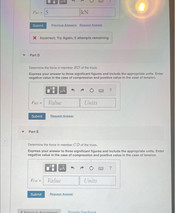 A SP-25KN. P. 25 INFO) Determine the force in member AB of