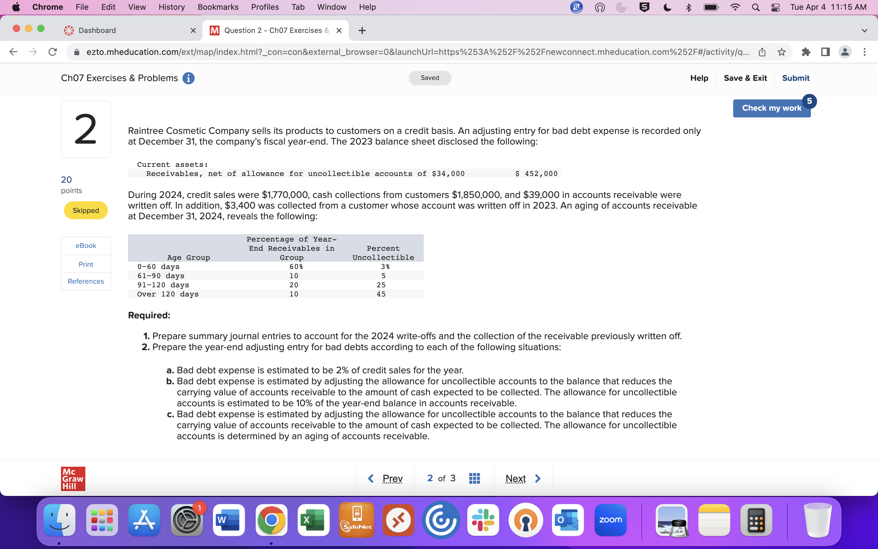 Ch07 Exercises & Problems : Question 2 6 Chrome File Edit View