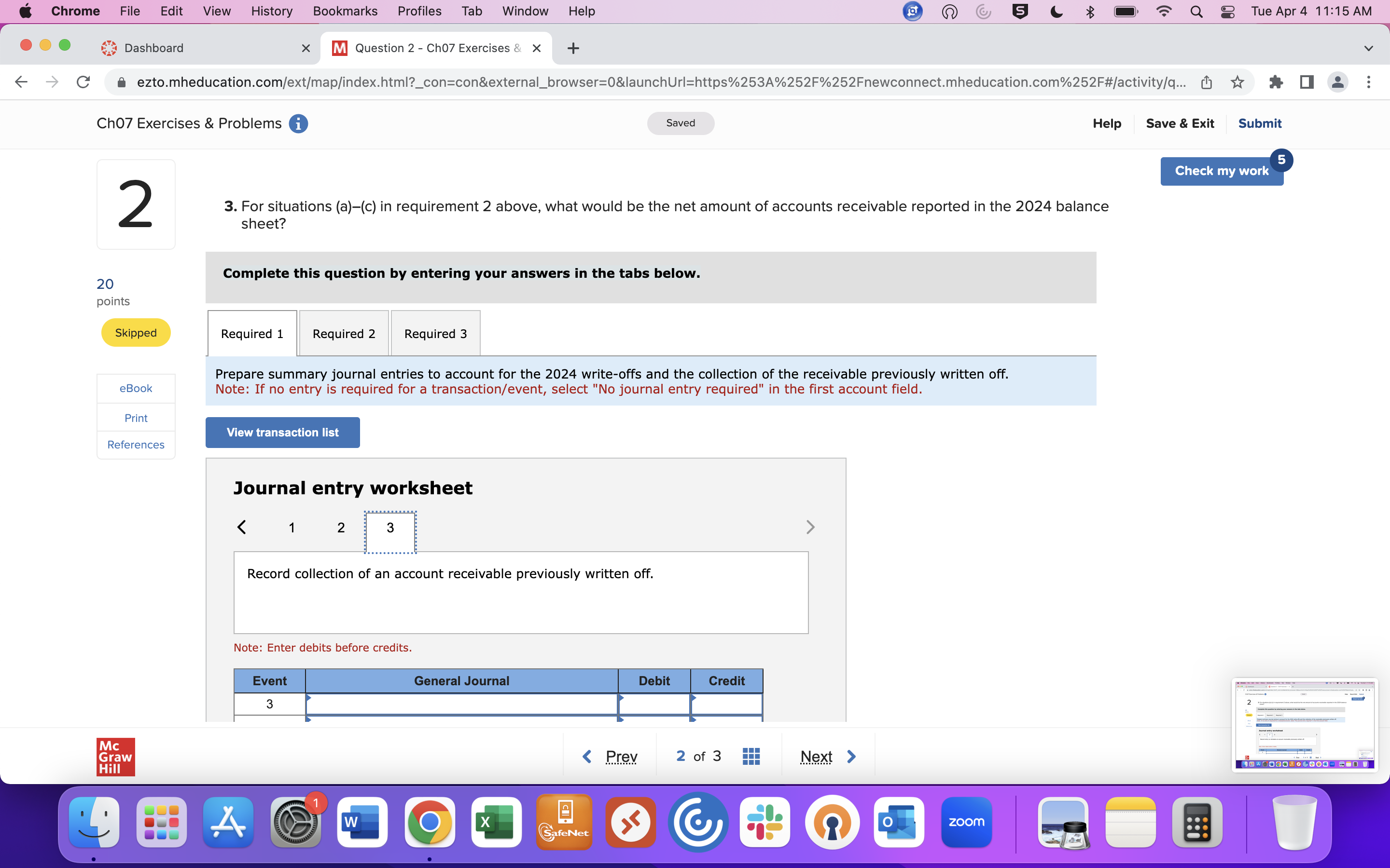 X m Question 2- Ch07 Exercises x + v C a ezto.mheducation.com/ext/map/index.html?_con=con&external_browser=0&launchUrl=https%253A%252F%252Fnewconnect.mheducation.com%252F#/activity/q...