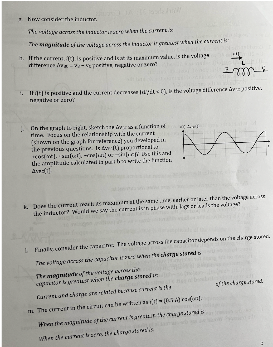 A- AVAD(t) = AVAB(t) + AVBC(t) + AVCD(t). 1VAVAB (t) c. In