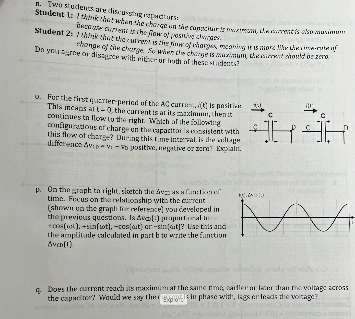 this circuit, is the current in phase with, lags or leads the