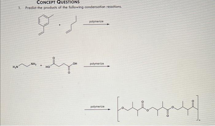 pls help solve this CONCEPT QUESTIONS 1. Predict the products of the