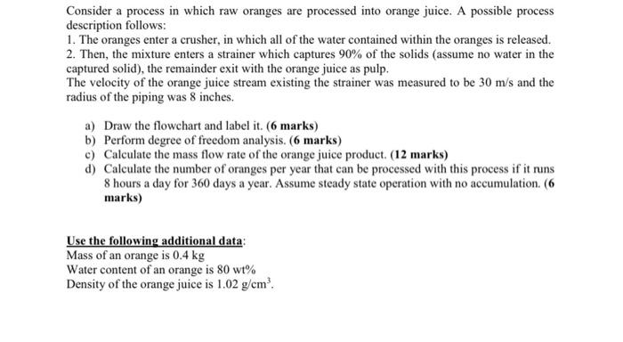 please solve part a,b,c and d Consider a process in which raw