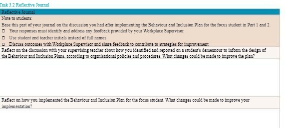  Tack 3.2 Reflective Journal Reflective Journal Note to students: Base this