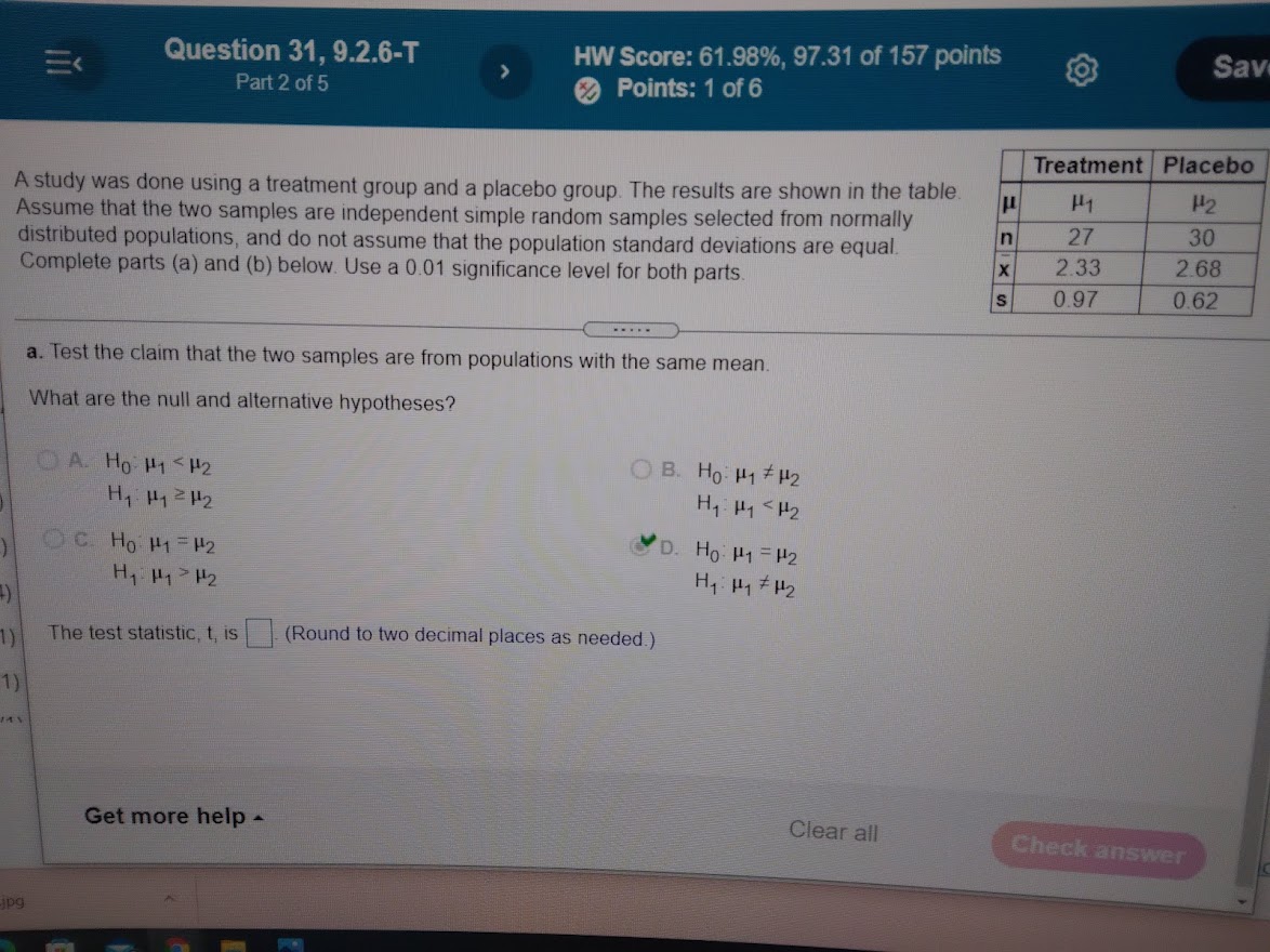 please I need help to answer :test statisticp-value, and the conclusion based