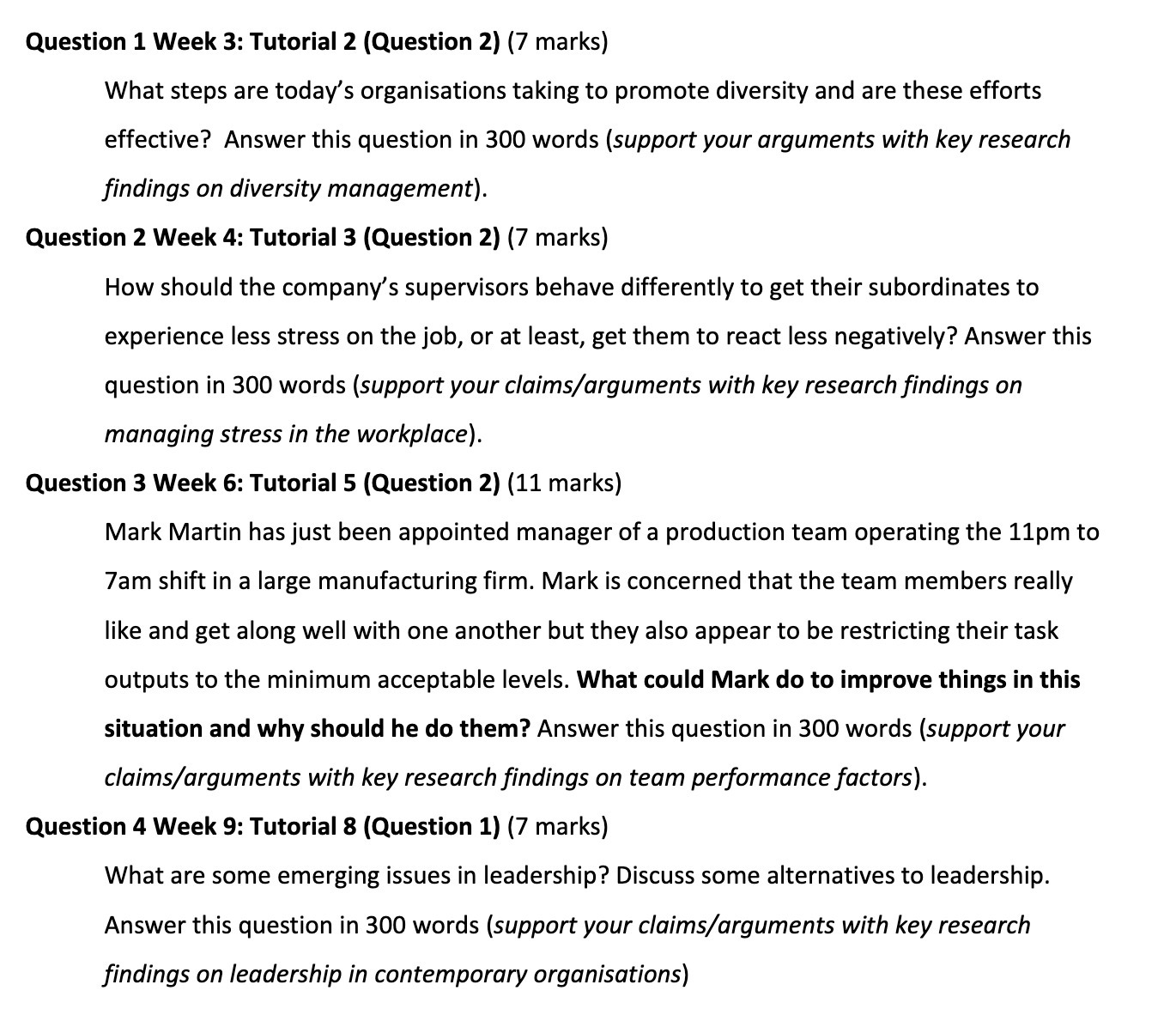  Question 1 Week 3: Tutorial 2 (Question 2) (7 marks) What