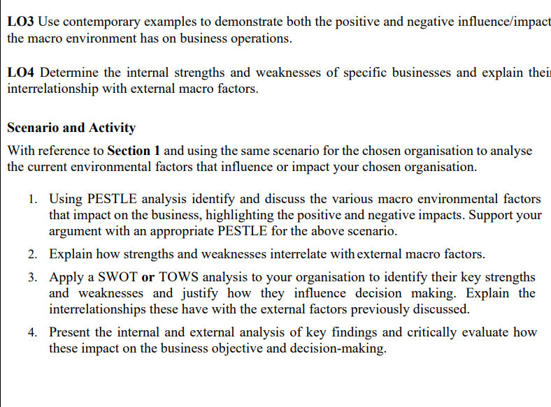organisations LO2 Demonstrate the interrelationship of the various functions within an organisation