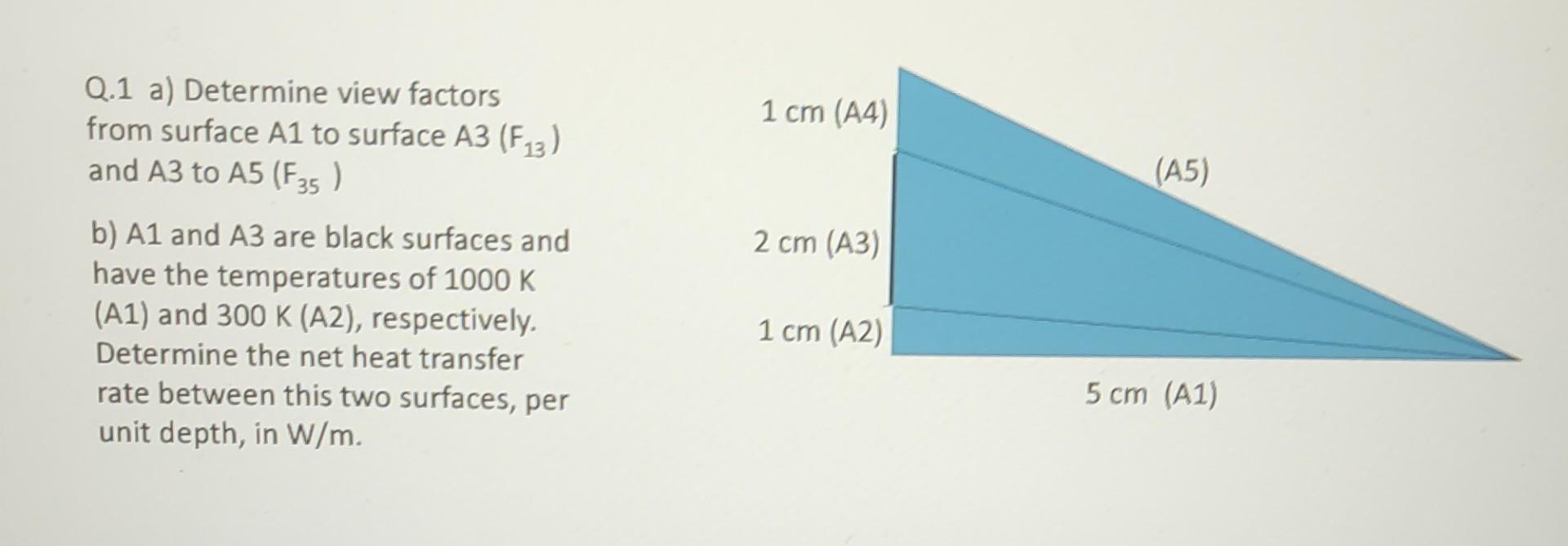 step by step,hand calculation Q. 1 a) Determine view factors from