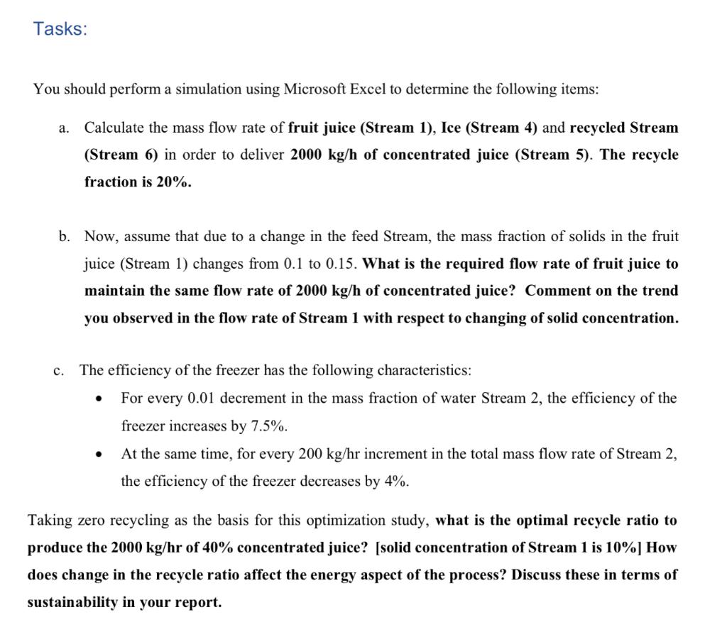 process shown in Figure 1. Fruit juice with 10% solid particles (Feed